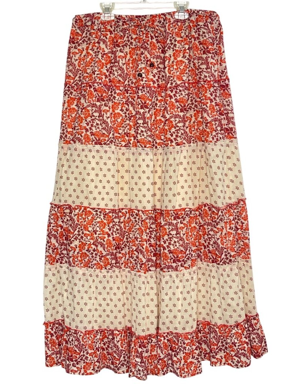 Rachel Zoe Women's M Tiered Floral Boho-chic Maxi Skirt Cottagecore Casual